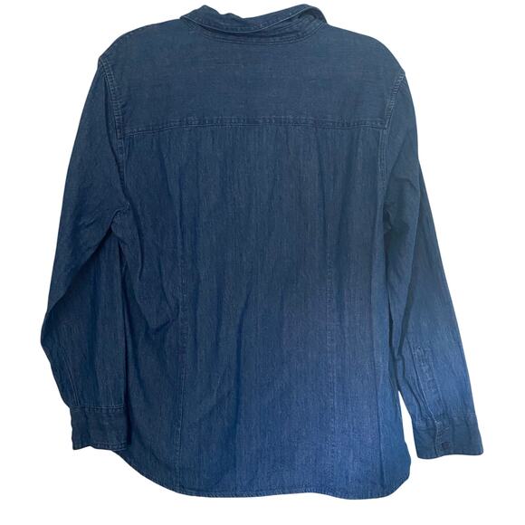 Halloween embroidered Shirt Denim Blue Womens Size 10 Witch Black Cat - Picture 2 of 7